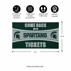28" x 16" PVC Trapper Mat, Come Back with Tickets, Michigan State Univ, Collegiate