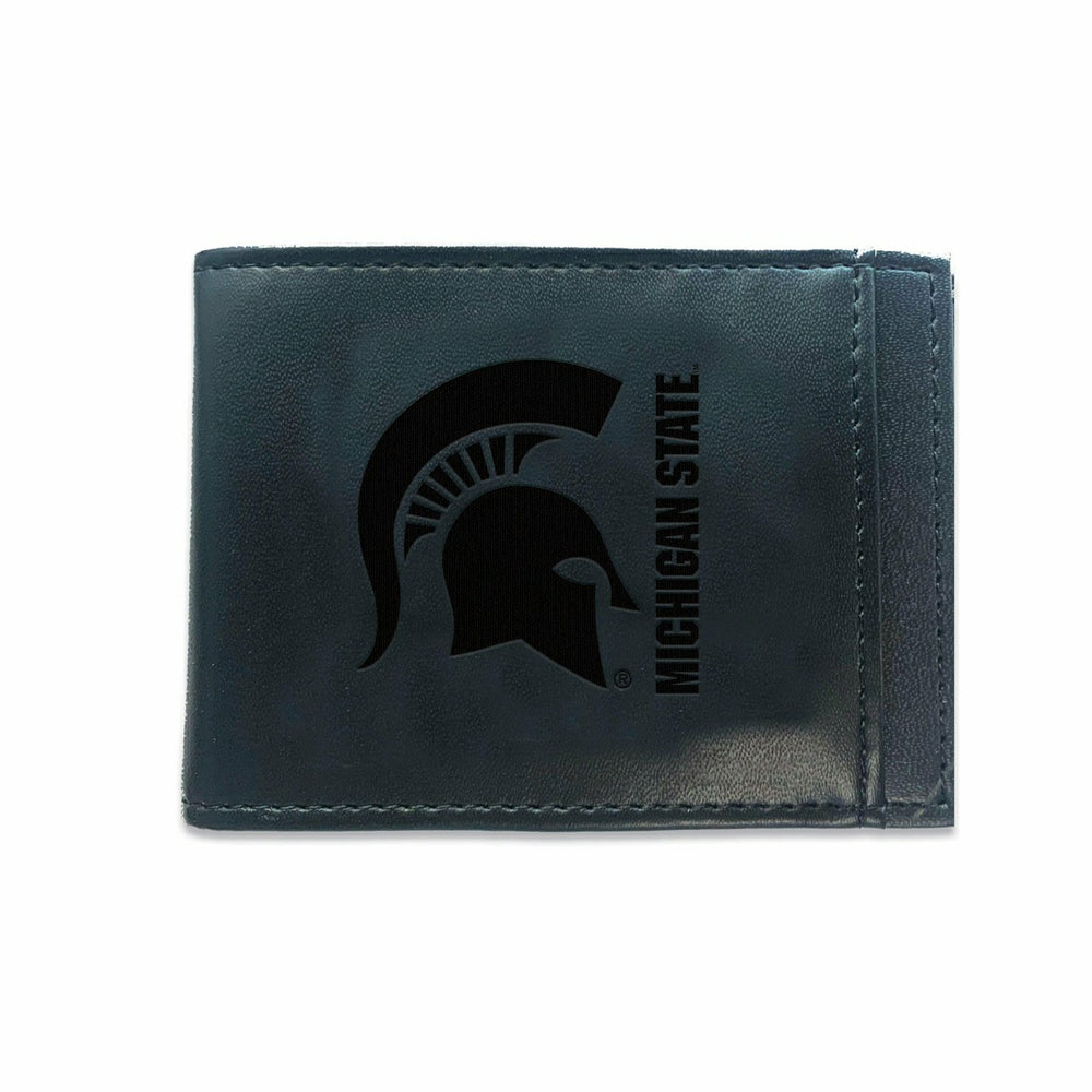 Front Pocket Wallet w/ RFID Blocking, Michigan State University, Black, Collegiate, Home