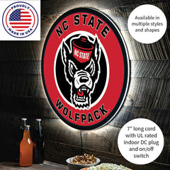LED Wall Decor, Round, North Carolina State University, Collegiate, Home