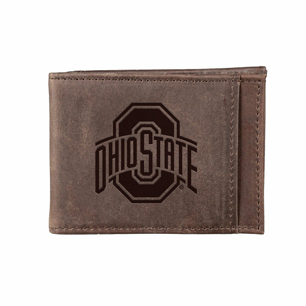 Front Pocket Wallet w/ RFID Blocking, Ohio State University, Brown, Collegiate, Home