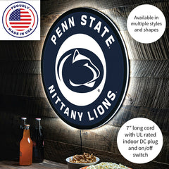 LED Wall Decor, College Football Round, Penn State, Collegiate, Home