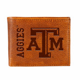 Texas A&M, Embossed 100% Genuine Tumbled Leather Passcase Bi-Fold Wall, Collegiate, Home