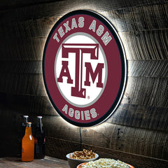 LED Wall Decor, Round, Texas A&M, Collegiate, Home