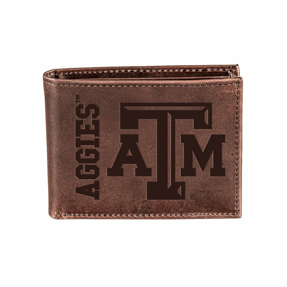 Texas A&M, Bi-Fold Wallet, Brown, CH, 100% Genuine Leather, Collegiate, Home