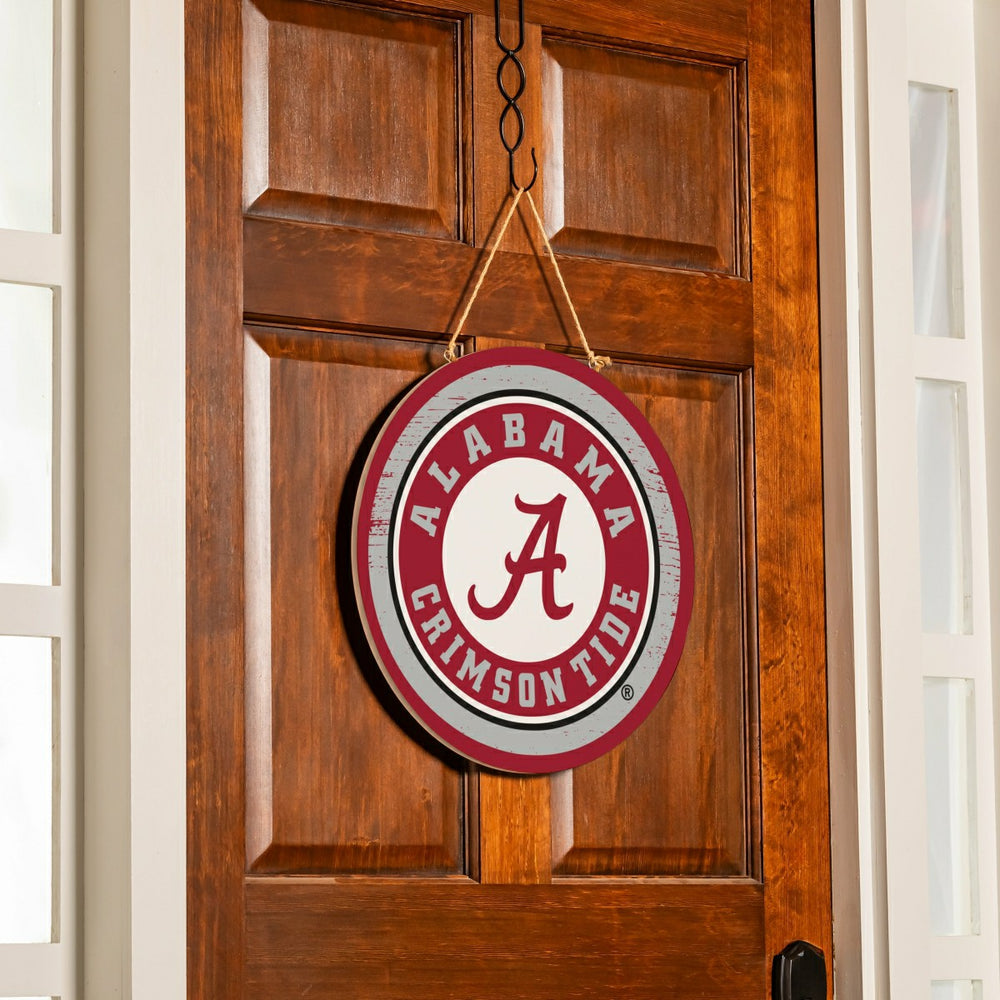 University of Alabama Round Door Décor with Hanging Rope, 18x18, Collegiate, Home
