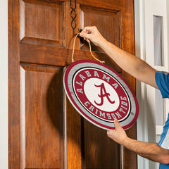 University of Alabama Round Door Décor with Hanging Rope, 18x18, Collegiate, Home
