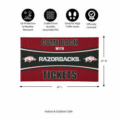 28" x 16" PVC Trapper Mat, Come Back with Tickets, University of Arkan, Collegiate