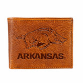 University of Arkansas, Embossed 100% Genuine Tumbled Leather Passcase, Collegiate, Home