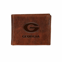 University of Georgia, Embossed 100% Genuine Tumbled Leather Passcase , Collegiate, Home