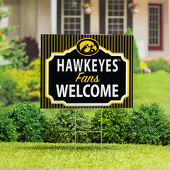 University of Iowa Coroplast Yard Sign, "Fans Welcome", Collegiate, Home