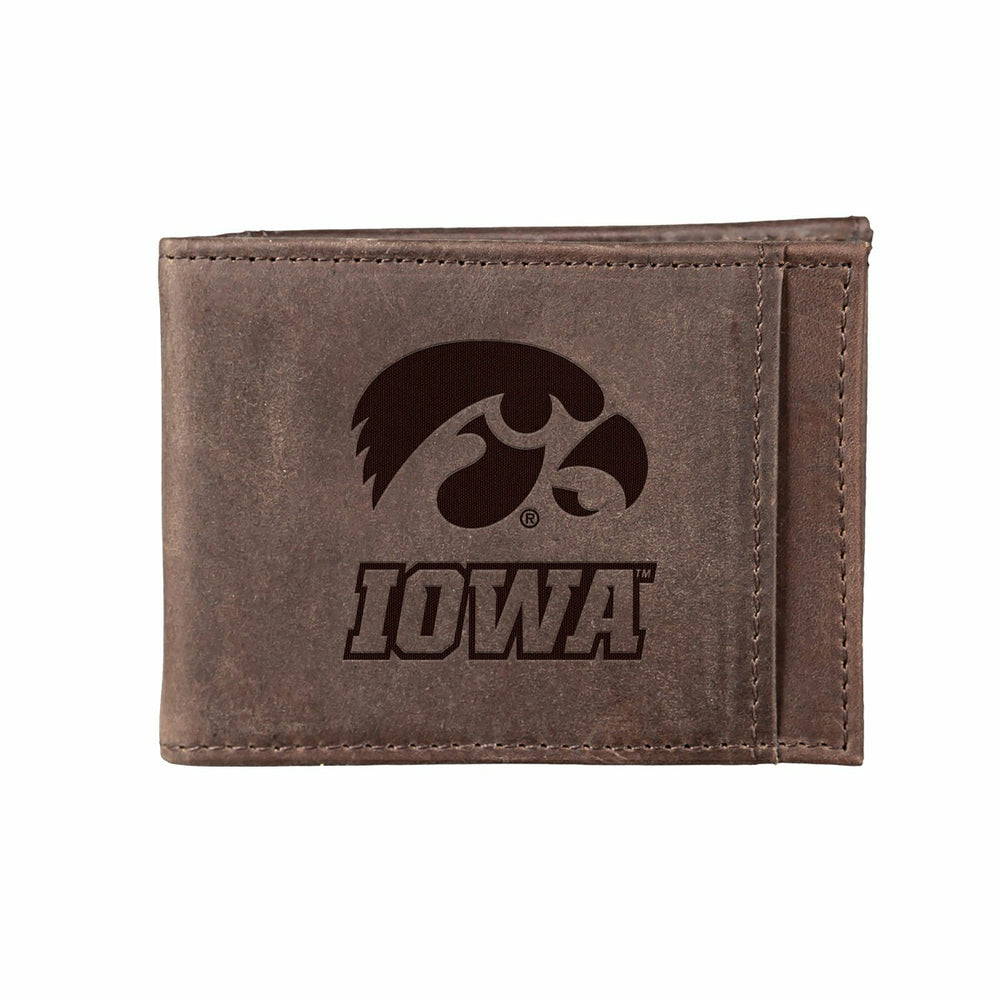 Front Pocket Wallet w/ RFID Blocking, University of Iowa, Brown, Collegiate, Home