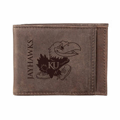 Front Pocket Wallet w/ RFID Blocking, University of Kansas, Brown, Collegiate, Home