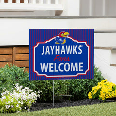 University of Kansas Coroplast Yard Sign, "Fans Welcome", Collegiate, Home