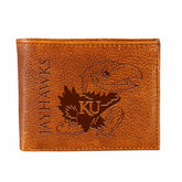 University of Kansas, Embossed 100% Genuine Tumbled Leather Passcase B, Collegiate, Home