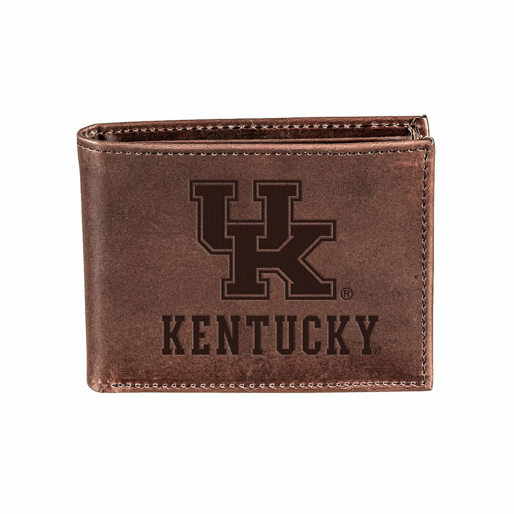 University of Kentucky, Bi-Fold Wallet, Brown, CH, 100% Genuine Leathe, Collegiate, Home