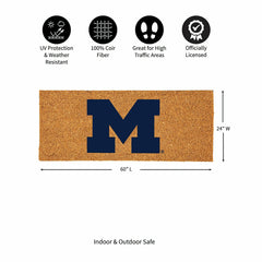 University Of Michigan Extra Large Full Color Coir Mat, 60"x24", Collegiate