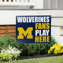 University Of Michigan Coroplast Yard Sign "Fans Play Here", Collegiate, Home