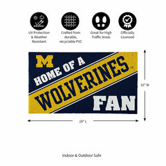University Of Michigan, PVC Mat COLOR, Home of a Fan, Collegiate