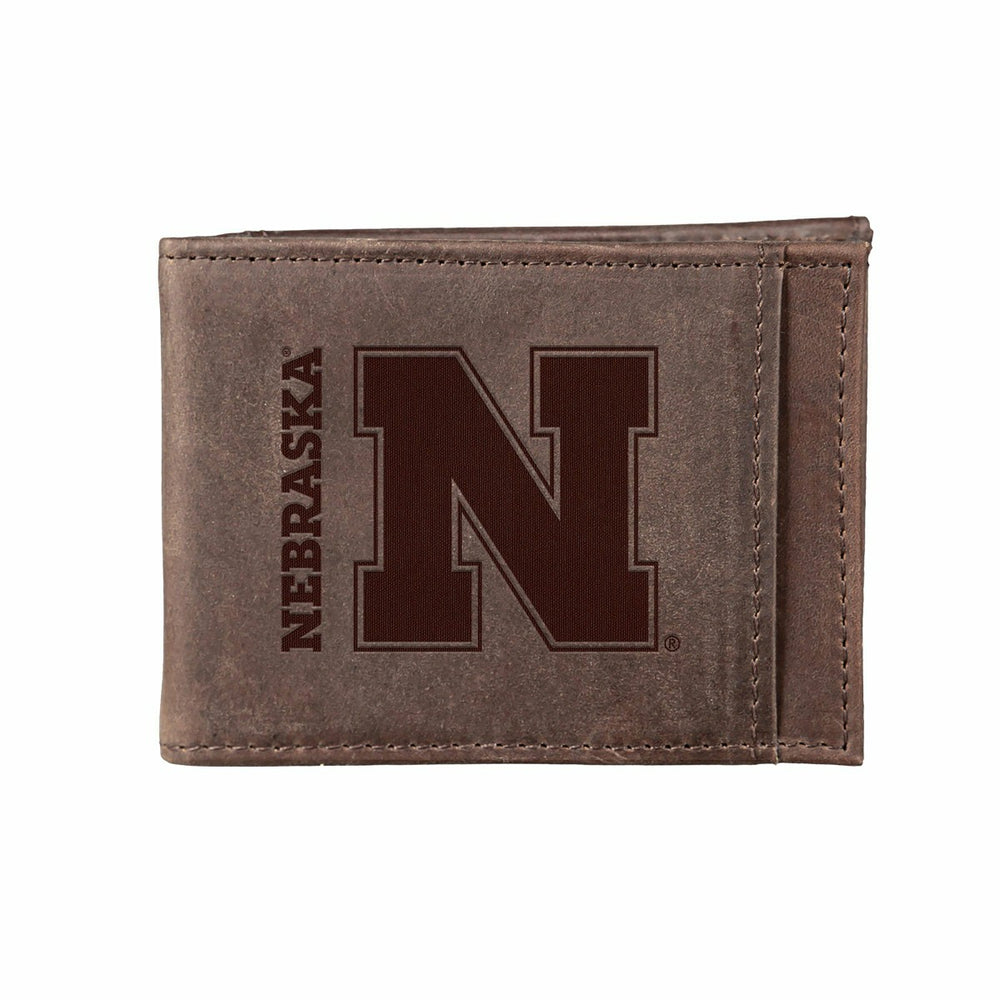 Front Pocket Wallet w/ RFID Blocking, University of Nebraska, Brown, Collegiate, Home