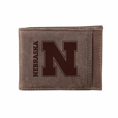 Front Pocket Wallet w/ RFID Blocking, University of Nebraska, Brown, Collegiate, Home