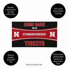 28" x 16" PVC Trapper Mat, Come Back with Tickets, University of Nebra, Collegiate