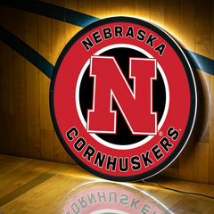 LED Wall Decor, Round, University of Nebraska, Collegiate, Home