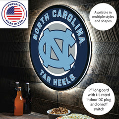 LED Wall Decor, Round, University of North Carolina, Collegiate, Home