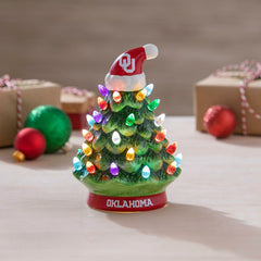 8" LED Ceramic Christmas Tree, University of Oklahoma, Collegiate, Home