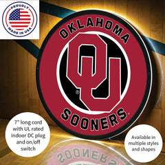 LED Wall Decor, Round, University of Oklahoma, Collegiate, Home
