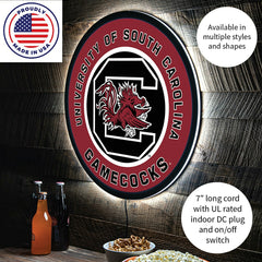 LED Wall Decor, Round, University of South Carolina, Collegiate, Home