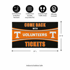28" x 16" PVC Trapper Mat, Come Back with Tickets, University of Tenne, Collegiate