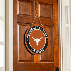 University of Texas Round Door Décor with Hanging Rope, 18x18, Collegiate, Home