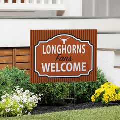 University of Texas Coroplast Yard Sign, "Fans Welcome", Collegiate, Home