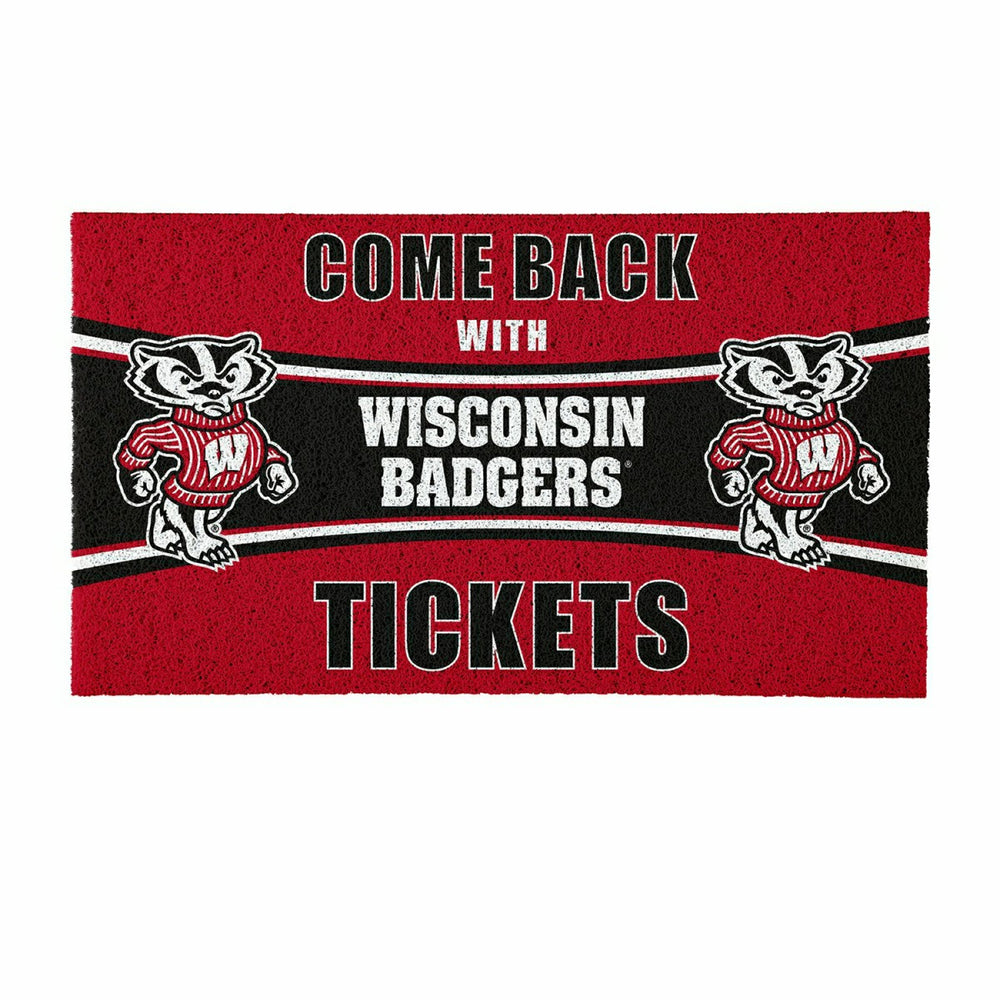 28" x 16" PVC Trapper Mat, Come Back with Tickets, University of Wisco, Collegiate