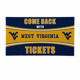 28" x 16" PVC Trapper Mat, Come Back with Tickets, West Virginia Unive, Collegiate