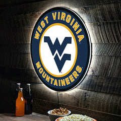 LED Wall Decor, Round, West Virginia University, Collegiate, Home