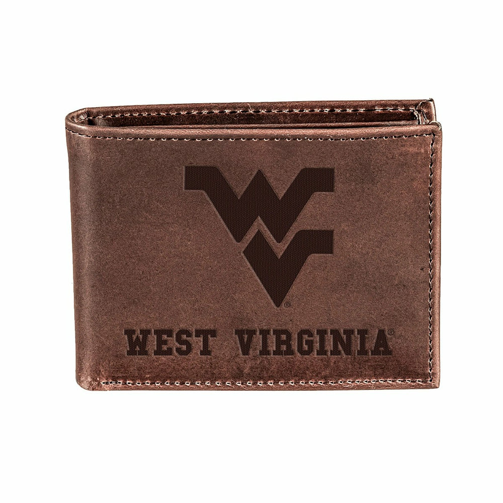 West Virginia University , Bi-Fold Wallet, Brown, CH, 100% Genuine Lea, Collegiate, Home