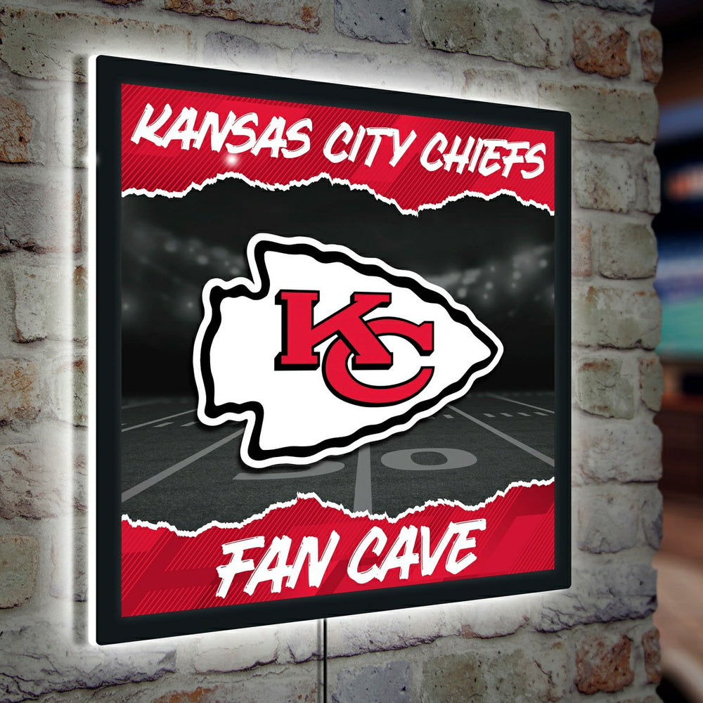Kansas City Chiefs 23"H x 23"L LED Wall Decor, Edgelite, Square, Home, NFL
