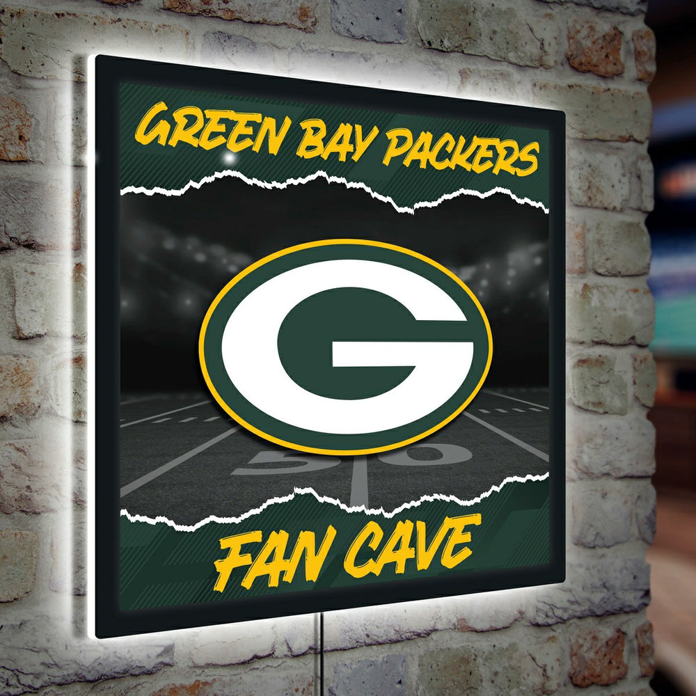 Green Bay Packers 23"H x 23"L LED Wall Decor, Edgelite, Square, Home, NFL