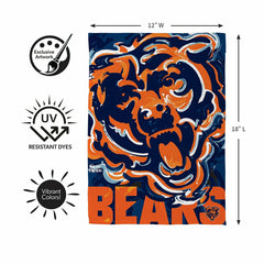 Chicago Bears Justin Patten Logo Suede Garden Flag, NFL