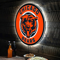 LED Wall Decor, Round, Chicago Bears, NFL, Home