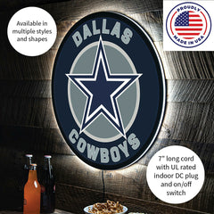 LED Wall Decor, Round, Dallas Cowboys, NFL, Home