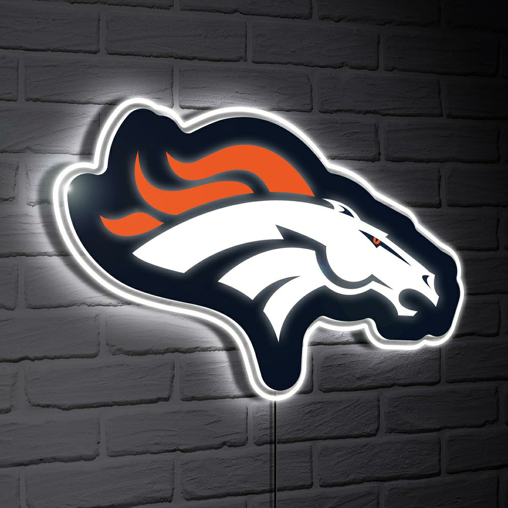 Denver Broncos LED Wall Decor, Glazelite, Logo, NFL, Home
