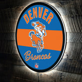 Denver Broncos NFL Football Large Round Vintage Edgelite LED Decor, NFL, Home