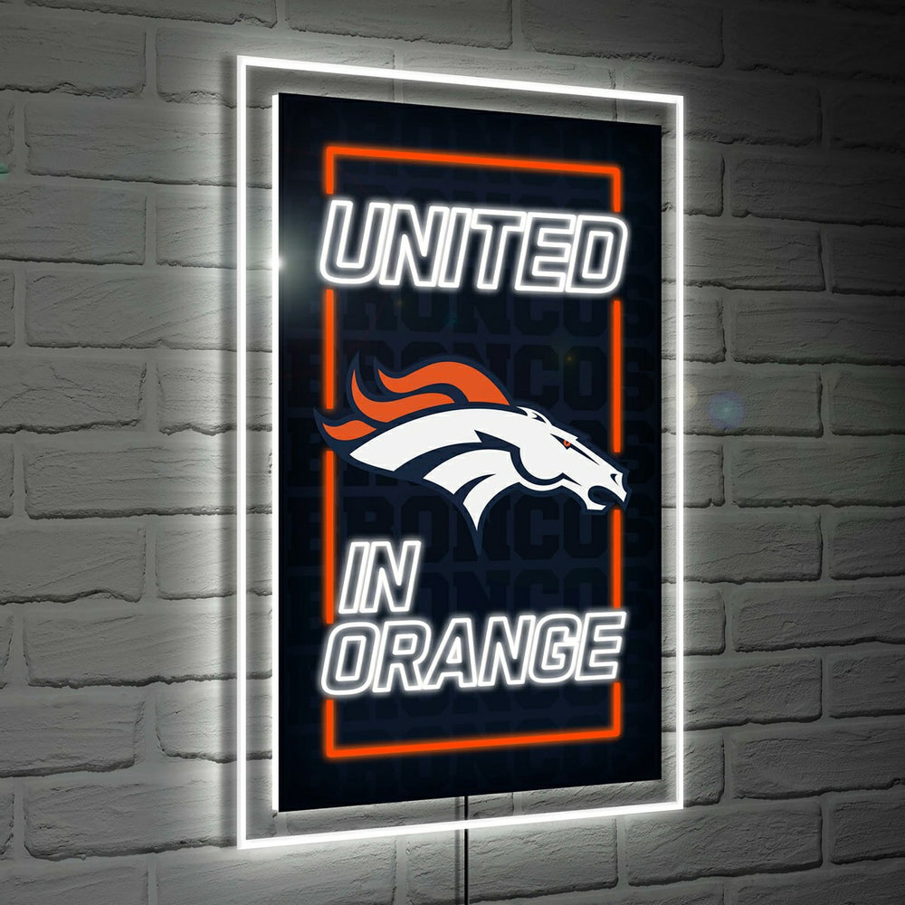 Denver Broncos NFL Football Rectangle Neolite LED Decor, NFL, Home