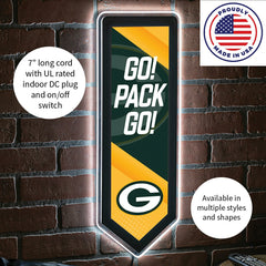 LED Wall Decor, Pennant, Green Bay Packers, NFL, Home