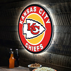 LED Wall Decor, Round, Kansas City Chiefs, NFL, Home