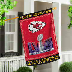 Kansas City Chiefs SB58 Champions Embossed Suede House Flag, NFL, Home