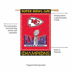 Kansas City Chiefs SB58 Champions Embossed Suede House Flag, NFL, Home