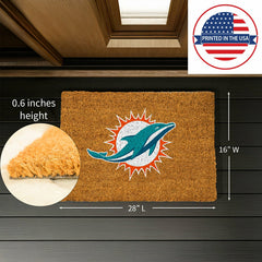 Coir Mat, 16"x28", Miami Dolphins, NFL
